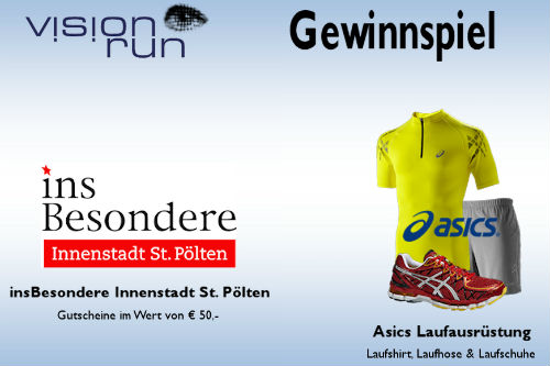 Gewinne tolle Preise beim VISION RUN Gewinnspiel, insBesondere St. Pölten, ASICS